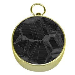 Black Tourmaline Stone Geometric Pattern Gold Compasses by SpinnyChairDesigns