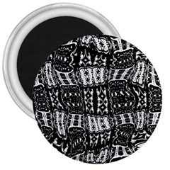 Abstract Black And White Stripes Checkered Pattern 3  Magnets by SpinnyChairDesigns