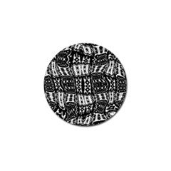 Abstract Black And White Stripes Checkered Pattern Golf Ball Marker by SpinnyChairDesigns