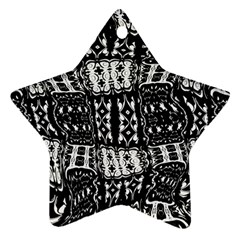 Abstract Black And White Stripes Checkered Pattern Star Ornament (two Sides) by SpinnyChairDesigns