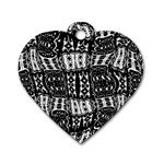 Abstract Black and White Stripes Checkered Pattern Dog Tag Heart (Two Sides) Back