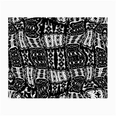 Abstract Black And White Stripes Checkered Pattern Small Glasses Cloth (2 Sides) by SpinnyChairDesigns