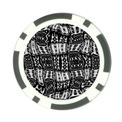 Abstract Black And White Stripes Checkered Pattern Poker Chip Card Guard by SpinnyChairDesigns