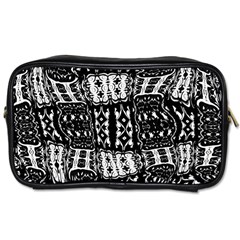 Abstract Black And White Stripes Checkered Pattern Toiletries Bag (two Sides) by SpinnyChairDesigns