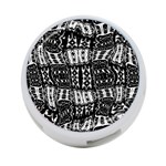 Abstract Black and White Stripes Checkered Pattern 4-Port USB Hub (Two Sides) Front