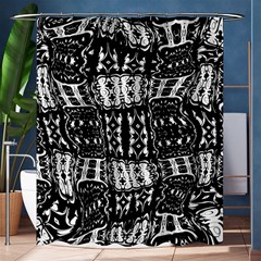 Abstract Black And White Stripes Checkered Pattern Shower Curtain 60  X 72  (medium)  by SpinnyChairDesigns