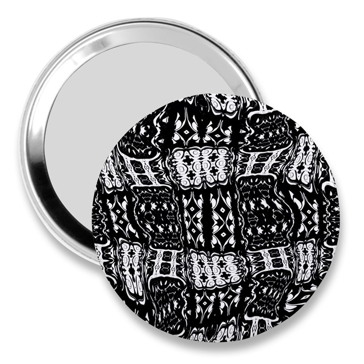 Abstract Black and White Stripes Checkered Pattern 3  Handbag Mirrors