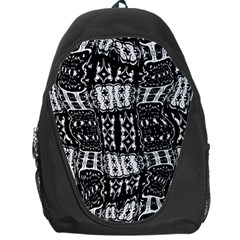 Abstract Black And White Stripes Checkered Pattern Backpack Bag by SpinnyChairDesigns