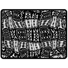 Abstract Black And White Stripes Checkered Pattern Double Sided Fleece Blanket (large)  by SpinnyChairDesigns