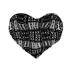 Abstract Black And White Stripes Checkered Pattern Standard 16  Premium Flano Heart Shape Cushions by SpinnyChairDesigns