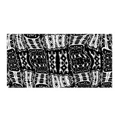 Abstract Black And White Stripes Checkered Pattern Satin Wrap by SpinnyChairDesigns