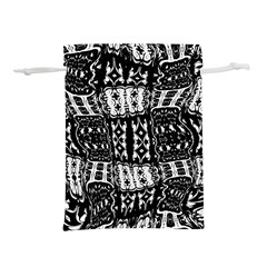 Abstract Black And White Stripes Checkered Pattern Lightweight Drawstring Pouch (s) by SpinnyChairDesigns