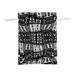 Abstract Black And White Stripes Checkered Pattern Lightweight Drawstring Pouch (l) by SpinnyChairDesigns