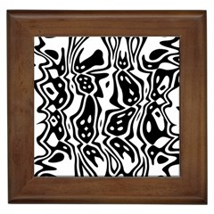 Black And White Abstract Stripe Pattern Framed Tile by SpinnyChairDesigns