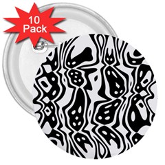 Black And White Abstract Stripe Pattern 3  Buttons (10 Pack)  by SpinnyChairDesigns