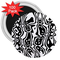 Black And White Abstract Stripe Pattern 3  Magnets (100 Pack) by SpinnyChairDesigns