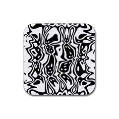 Black And White Abstract Stripe Pattern Rubber Coaster (square)  by SpinnyChairDesigns