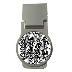 Black And White Abstract Stripe Pattern Money Clips (round)  by SpinnyChairDesigns