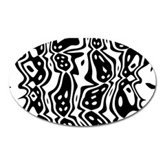 Black And White Abstract Stripe Pattern Oval Magnet by SpinnyChairDesigns