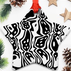 Black And White Abstract Stripe Pattern Star Ornament (two Sides) by SpinnyChairDesigns