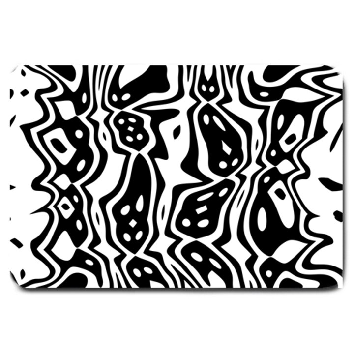 Black and White Abstract Stripe Pattern Large Doormat 