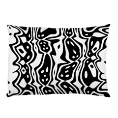 Black And White Abstract Stripe Pattern Pillow Case by SpinnyChairDesigns