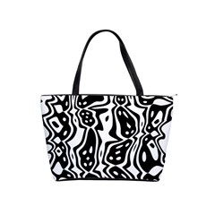 Black And White Abstract Stripe Pattern Classic Shoulder Handbag by SpinnyChairDesigns