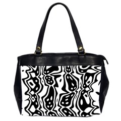 Black And White Abstract Stripe Pattern Oversize Office Handbag (2 Sides) by SpinnyChairDesigns