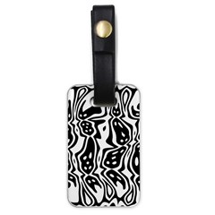 Black And White Abstract Stripe Pattern Luggage Tag (one Side) by SpinnyChairDesigns