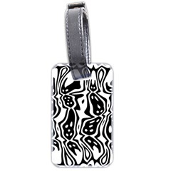 Black And White Abstract Stripe Pattern Luggage Tag (two Sides) by SpinnyChairDesigns