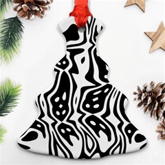 Black And White Abstract Stripe Pattern Christmas Tree Ornament (two Sides) by SpinnyChairDesigns