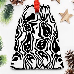 Black And White Abstract Stripe Pattern Bell Ornament (two Sides) by SpinnyChairDesigns