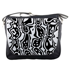 Black And White Abstract Stripe Pattern Messenger Bag by SpinnyChairDesigns