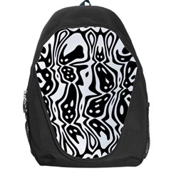 Black And White Abstract Stripe Pattern Backpack Bag by SpinnyChairDesigns