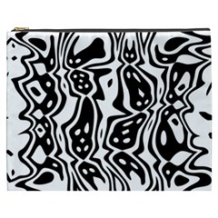 Black And White Abstract Stripe Pattern Cosmetic Bag (xxxl) by SpinnyChairDesigns