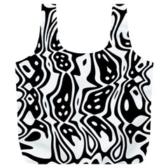 Black And White Abstract Stripe Pattern Full Print Recycle Bag (xl) by SpinnyChairDesigns