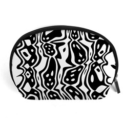 Black And White Abstract Stripe Pattern Accessory Pouch (large) by SpinnyChairDesigns