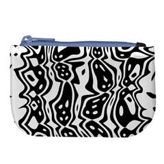 Black And White Abstract Stripe Pattern Large Coin Purse by SpinnyChairDesigns