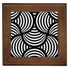 Abstract Black And White Shell Pattern Framed Tile by SpinnyChairDesigns