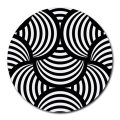 Abstract Black And White Shell Pattern Round Mousepads by SpinnyChairDesigns