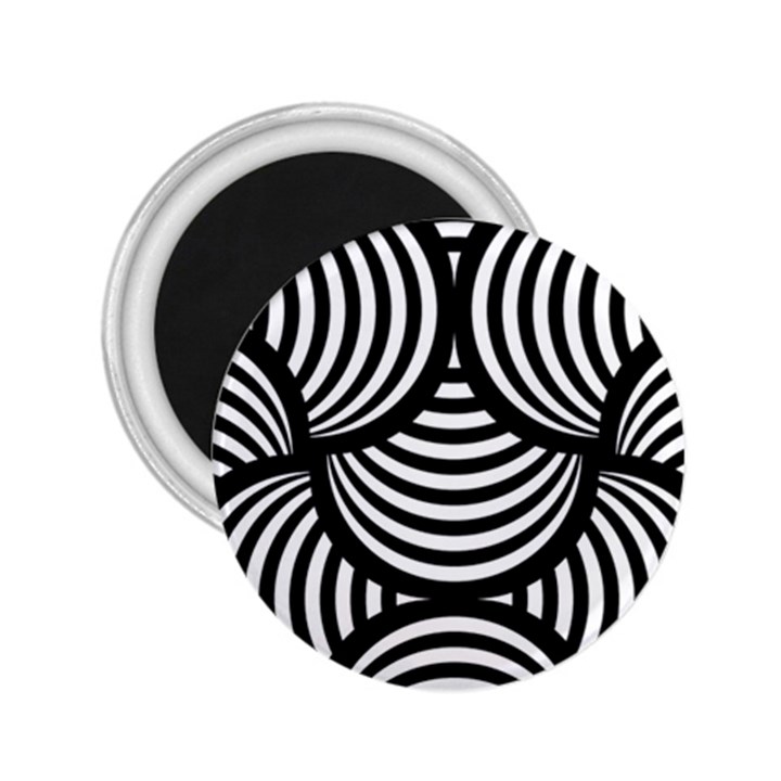 Abstract Black and White Shell Pattern 2.25  Magnets