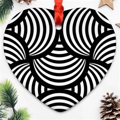 Abstract Black And White Shell Pattern Ornament (heart) by SpinnyChairDesigns