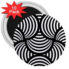 Abstract Black And White Shell Pattern 3  Magnets (10 Pack)  by SpinnyChairDesigns