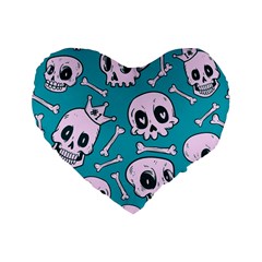 Skull Standard 16  Premium Flano Heart Shape Cushions by Sobalvarro