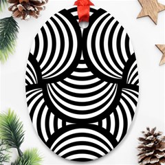 Abstract Black And White Shell Pattern Oval Ornament (two Sides) by SpinnyChairDesigns