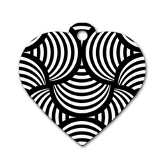 Abstract Black and White Shell Pattern Dog Tag Heart (One Side)