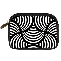 Abstract Black And White Shell Pattern Digital Camera Leather Case by SpinnyChairDesigns