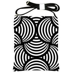 Abstract Black And White Shell Pattern Shoulder Sling Bag by SpinnyChairDesigns