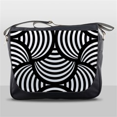 Abstract Black And White Shell Pattern Messenger Bag by SpinnyChairDesigns