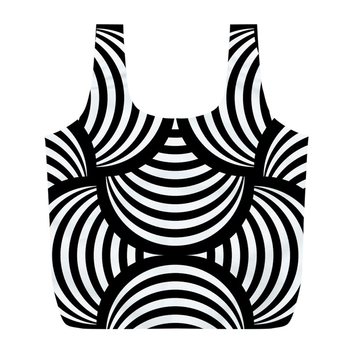 Abstract Black and White Shell Pattern Full Print Recycle Bag (L)